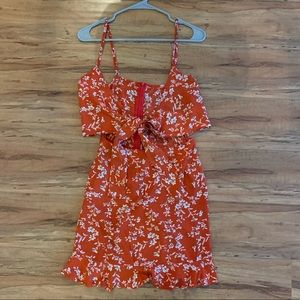 Shein Size M Orange Floral Mini Dress